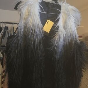 Long Hair Ambre Faux Fur Vest
